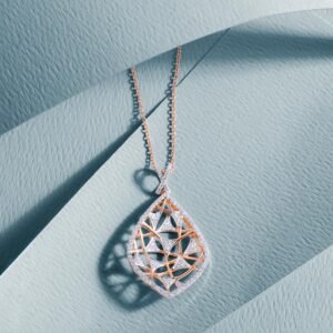 Pendentif Éclat en Plaqué Or Rose et Diamants